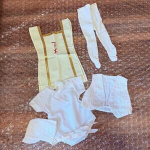 VTG Haddad Brothers Baby Christening Baptism Outfit 5-pc White Chi-Rho Cross USA